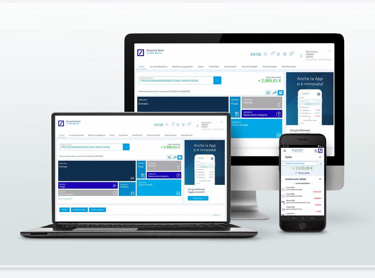 Schermate online banking e app di Deutsche Bank