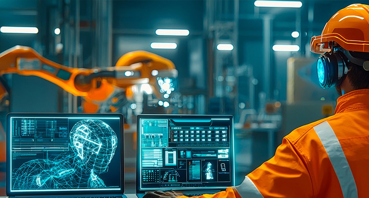 Un lavoratore che utilizza AI