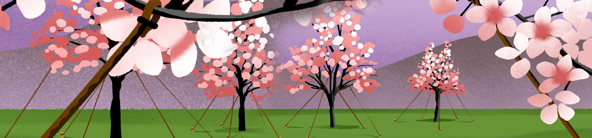 Disegno con alberi in fiore